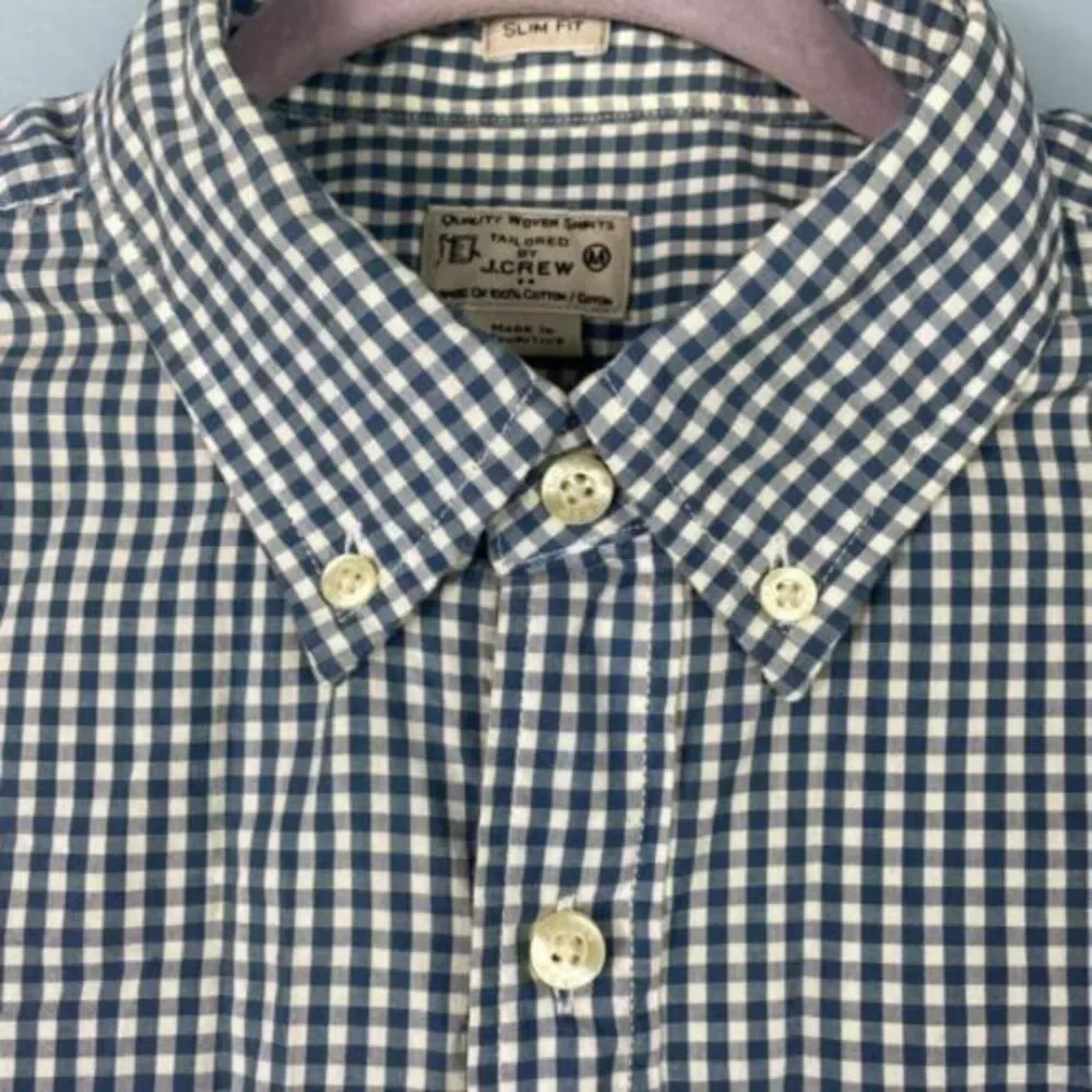Mens J. Crew L/S 100%‎ Cotton Button-Down Shirt Blue Plaid Medium M